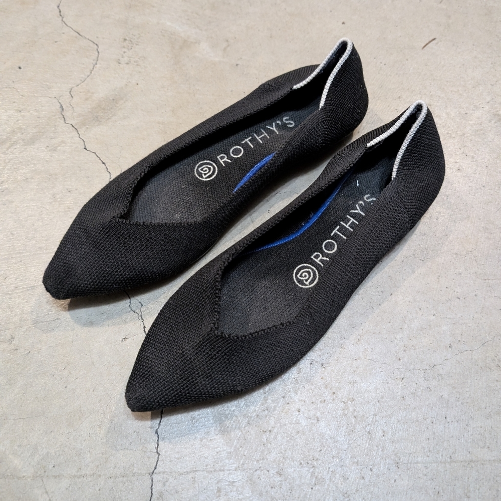 Rothy's Black Pointed Knit Flats Women's 6.5